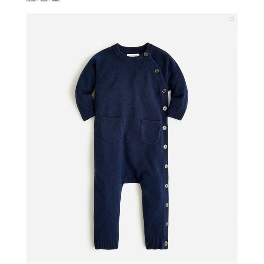 NWT J Crew Crewcuts Baby Boy 100% Cashmere One Piece Navy Winter Holiday‎